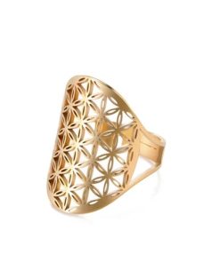 Anillo Flor de Vida Chapa de Oro